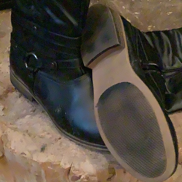 Knee length black vegan leather boots size 11. Wide calf. - Picture 2 of 6